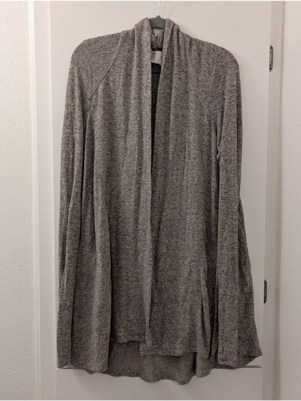 Heather Gray Open Front Cardigan Sweater With Back Pleat Detaill XS